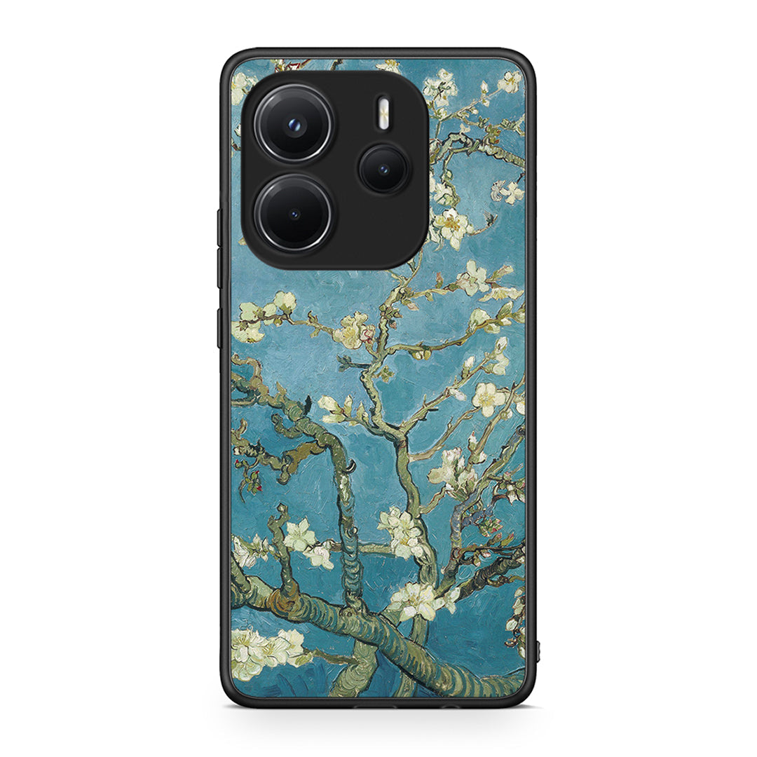 Xiaomi Redmi Note 14 4G White Blossoms θήκη από τη Smartfits με σχέδιο στο πίσω μέρος και μαύρο περίβλημα | Smartphone case with colorful back and black bezels by Smartfits