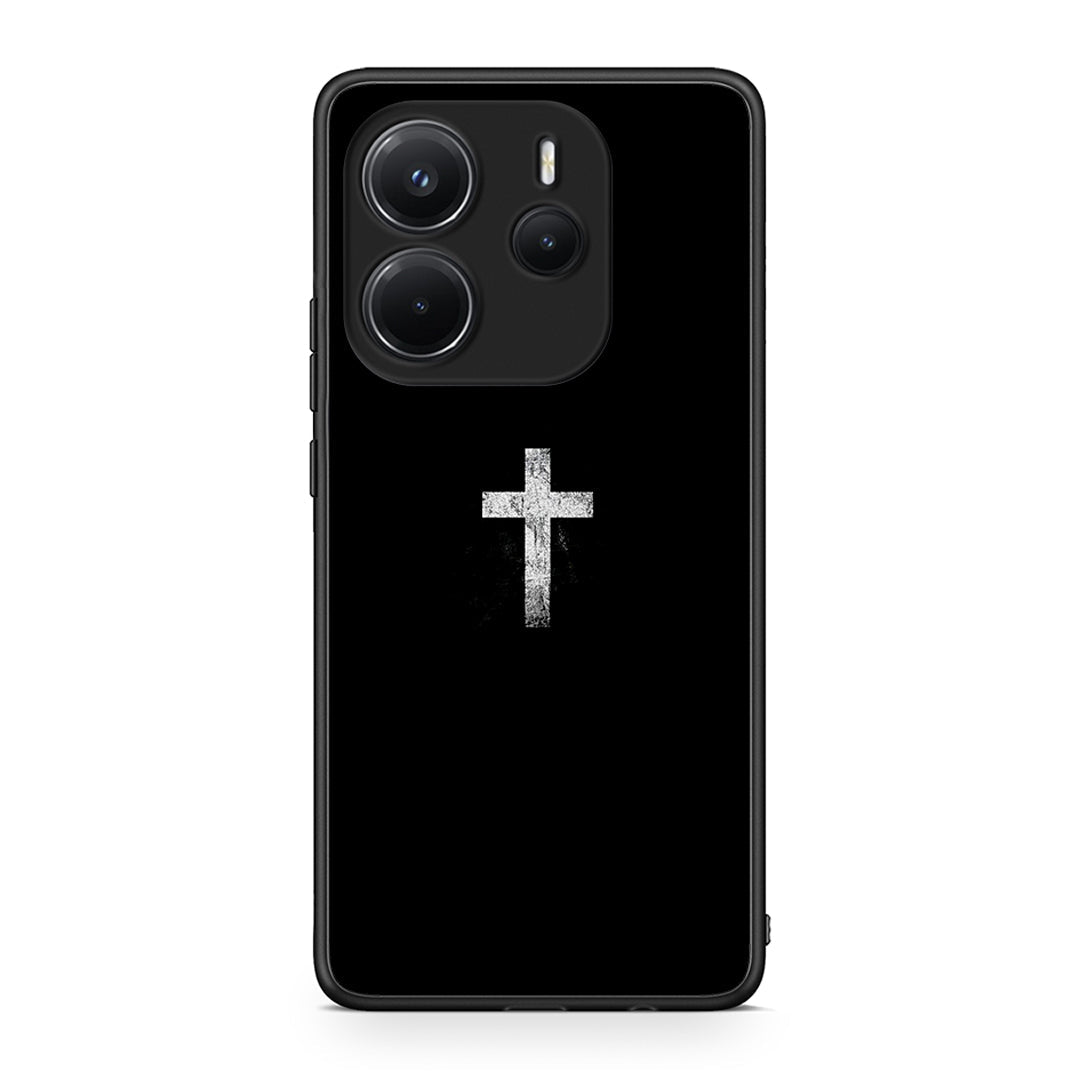 Xiaomi Redmi Note 14 4G White Cross θήκη από τη Smartfits με σχέδιο στο πίσω μέρος και μαύρο περίβλημα | Smartphone case with colorful back and black bezels by Smartfits