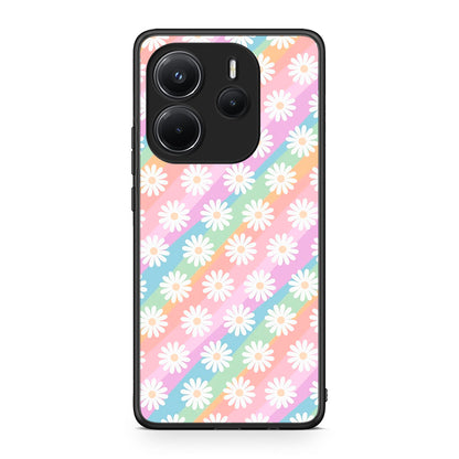 Xiaomi Redmi Note 14 4G White Daisies θήκη από τη Smartfits με σχέδιο στο πίσω μέρος και μαύρο περίβλημα | Smartphone case with colorful back and black bezels by Smartfits