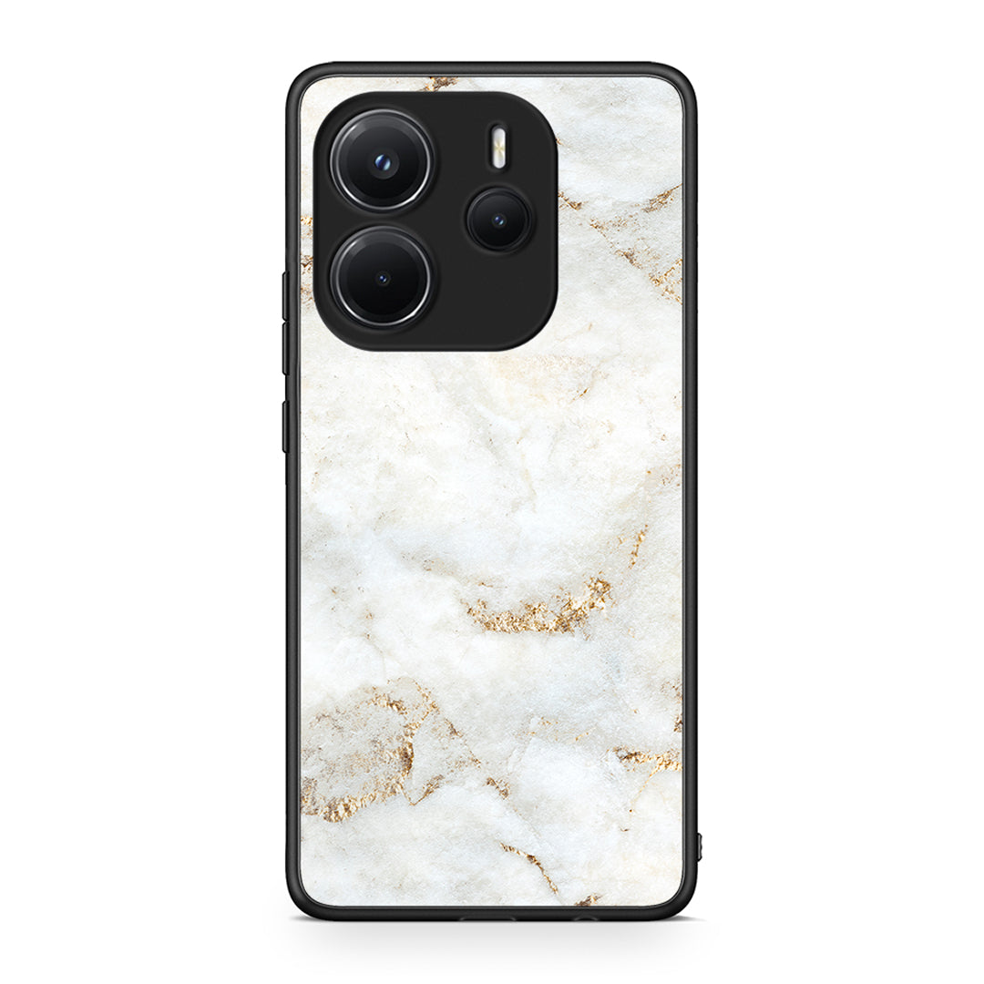 Xiaomi Redmi Note 14 4G White Gold Marble θήκη από τη Smartfits με σχέδιο στο πίσω μέρος και μαύρο περίβλημα | Smartphone case with colorful back and black bezels by Smartfits