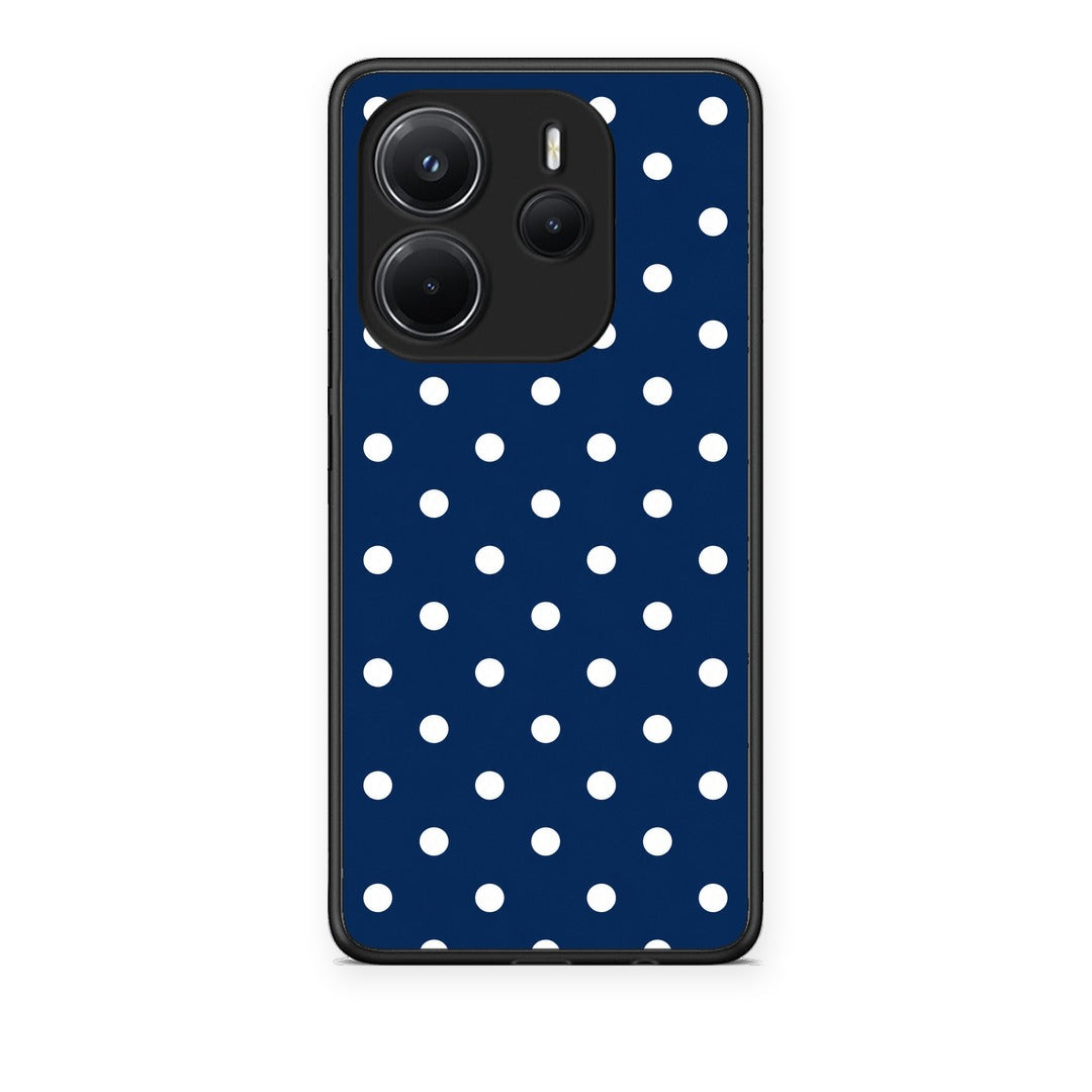 Θήκη Xiaomi Redmi Note 14 4G White Small Polka Dots on Navy από τη Smartfits με σχέδιο στο πίσω μέρος και μαύρο περίβλημα | Xiaomi Redmi Note 14 4G White Small Polka Dots on Navy case with colorful back and black bezels