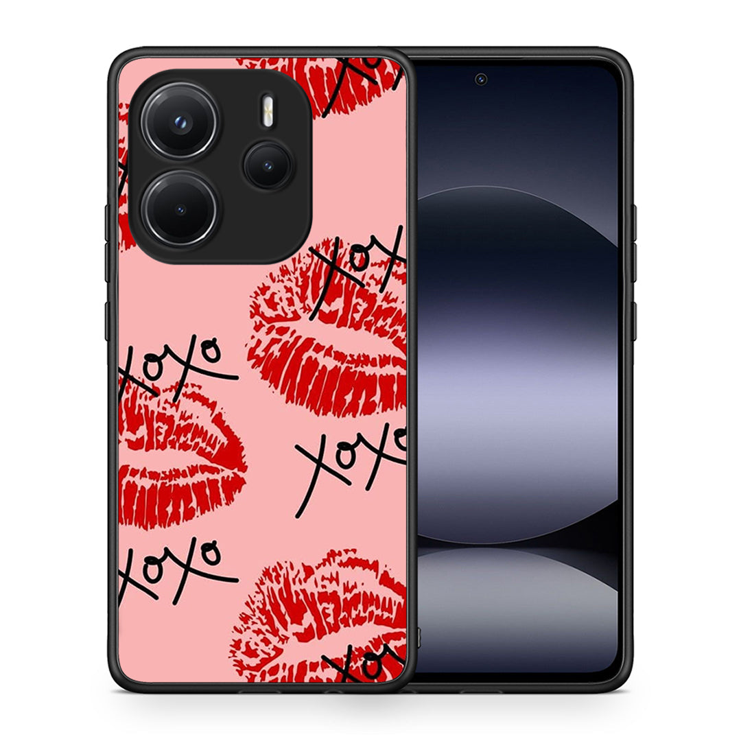 Θήκη Xiaomi Redmi Note 14 4G XOXO Lips από τη Smartfits με σχέδιο στο πίσω μέρος και μαύρο περίβλημα | Xiaomi Redmi Note 14 4G XOXO Lips case with colorful back and black bezels
