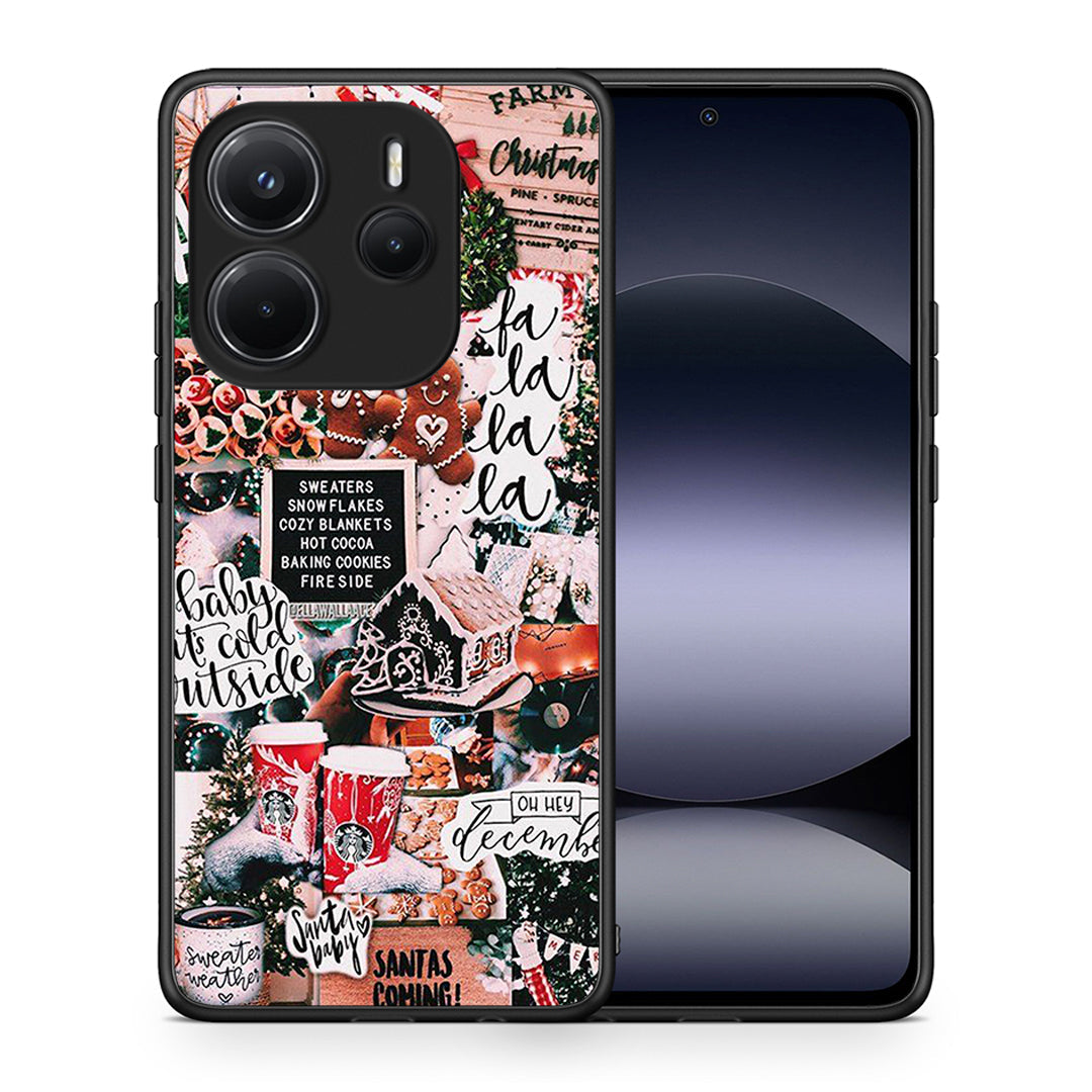 Θήκη Xiaomi Redmi Note 14 4G Xmas Habbits από τη Smartfits με σχέδιο στο πίσω μέρος και μαύρο περίβλημα | Xiaomi Redmi Note 14 4G Xmas Habbits case with colorful back and black bezels