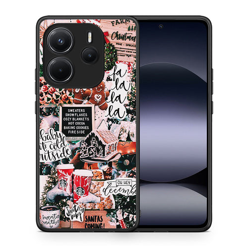 Θήκη Xiaomi Redmi Note 14 4G Xmas Habbits από τη Smartfits με σχέδιο στο πίσω μέρος και μαύρο περίβλημα | Xiaomi Redmi Note 14 4G Xmas Habbits case with colorful back and black bezels