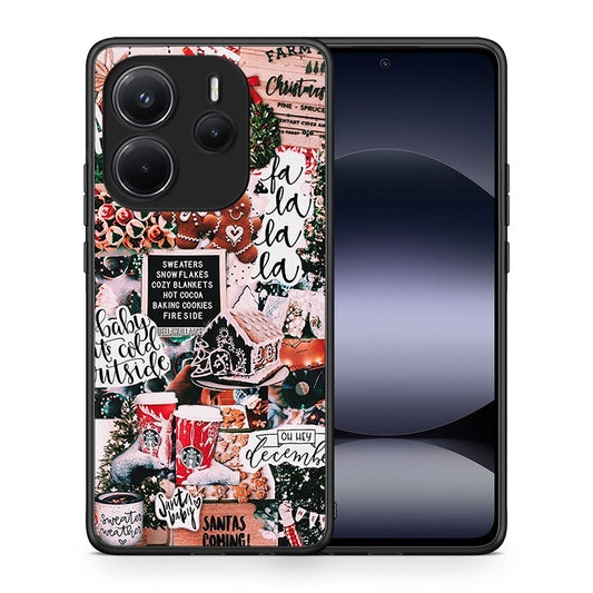 Θήκη Xiaomi Redmi Note 14 4G Xmas Habbits από τη Smartfits με σχέδιο στο πίσω μέρος και μαύρο περίβλημα | Xiaomi Redmi Note 14 4G Xmas Habbits case with colorful back and black bezels