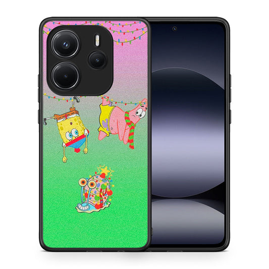 Θήκη Xiaomi Redmi Note 14 4G Xmas Lights από τη Smartfits με σχέδιο στο πίσω μέρος και μαύρο περίβλημα | Xiaomi Redmi Note 14 4G Xmas Lights case with colorful back and black bezels