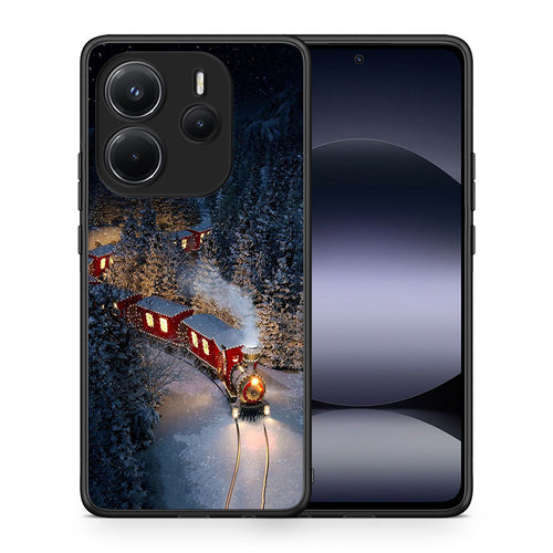 Θήκη Xiaomi Redmi Note 14 4G Xmas Train από τη Smartfits με σχέδιο στο πίσω μέρος και μαύρο περίβλημα | Xiaomi Redmi Note 14 4G Xmas Train case with colorful back and black bezels