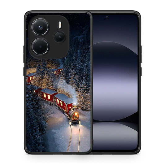 Θήκη Xiaomi Redmi Note 14 4G Xmas Train από τη Smartfits με σχέδιο στο πίσω μέρος και μαύρο περίβλημα | Xiaomi Redmi Note 14 4G Xmas Train case with colorful back and black bezels