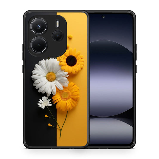 Θήκη Xiaomi Redmi Note 14 4G Yellow Daisies από τη Smartfits με σχέδιο στο πίσω μέρος και μαύρο περίβλημα | Xiaomi Redmi Note 14 4G Yellow Daisies case with colorful back and black bezels