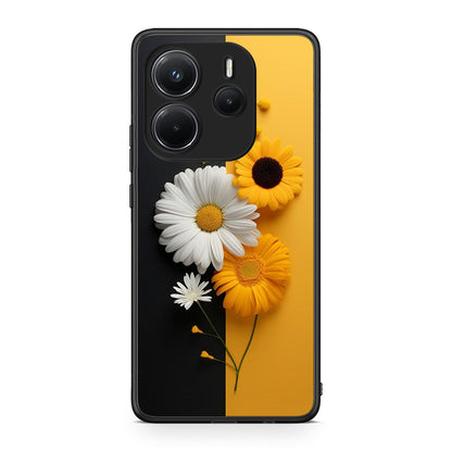 Xiaomi Redmi Note 14 4G Yellow Daisies θήκη από τη Smartfits με σχέδιο στο πίσω μέρος και μαύρο περίβλημα | Smartphone case with colorful back and black bezels by Smartfits