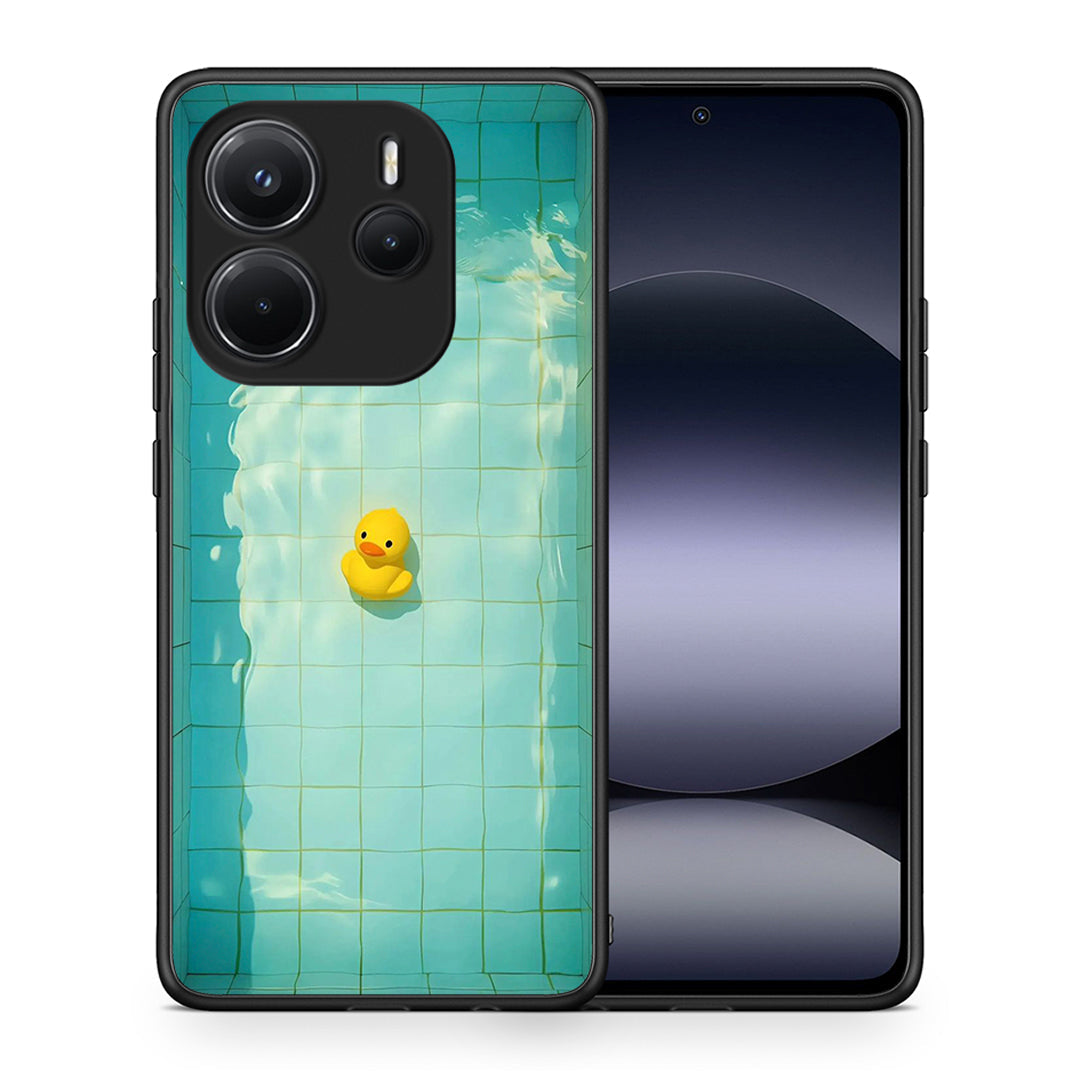 Θήκη Xiaomi Redmi Note 14 4G Yellow Duck από τη Smartfits με σχέδιο στο πίσω μέρος και μαύρο περίβλημα | Xiaomi Redmi Note 14 4G Yellow Duck case with colorful back and black bezels