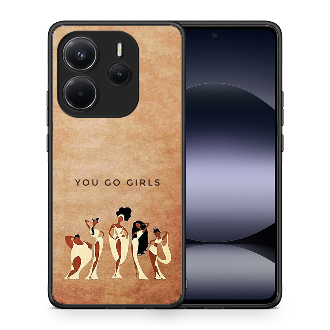 Θήκη Xiaomi Redmi Note 14 4G You Go Girl από τη Smartfits με σχέδιο στο πίσω μέρος και μαύρο περίβλημα | Xiaomi Redmi Note 14 4G You Go Girl case with colorful back and black bezels