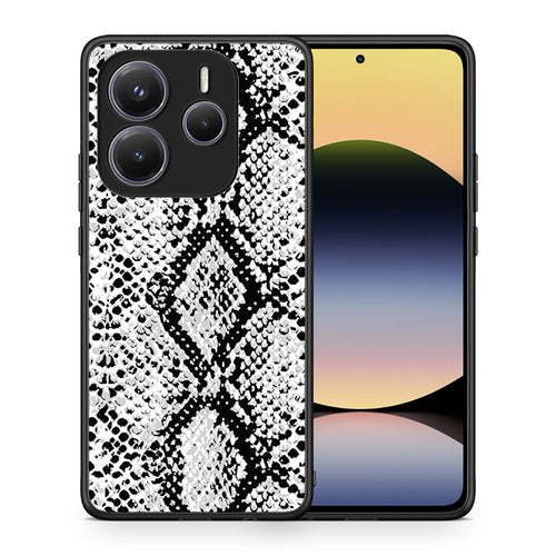 Θήκη Xiaomi Redmi Note 14 5G White Snake Animal από τη Smartfits με σχέδιο στο πίσω μέρος και μαύρο περίβλημα | Xiaomi Redmi Note 14 5G White Snake Animal case with colorful back and black bezels