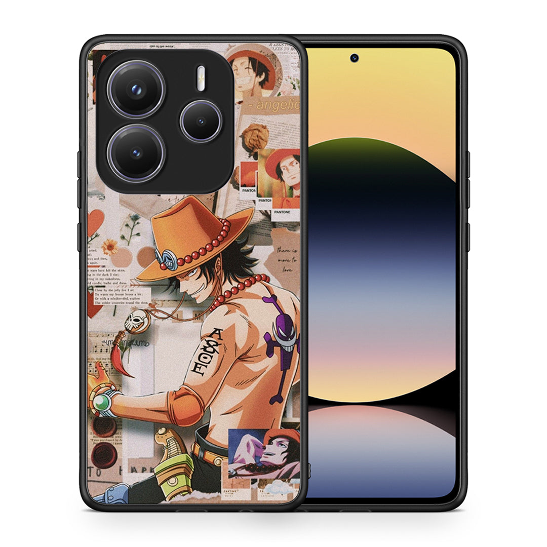Θήκη Xiaomi Redmi Note 14 5G Anime Collage από τη Smartfits με σχέδιο στο πίσω μέρος και μαύρο περίβλημα | Xiaomi Redmi Note 14 5G Anime Collage case with colorful back and black bezels