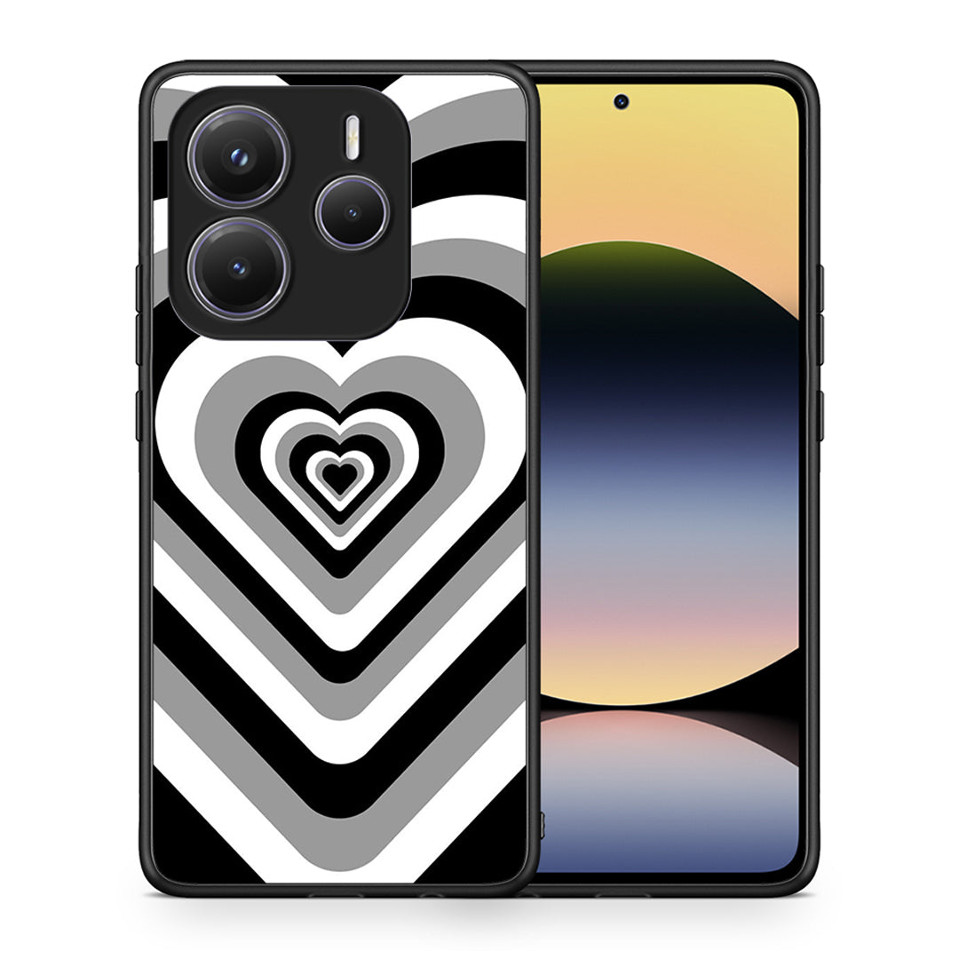 Θήκη Xiaomi Redmi Note 14 5G Black Hearts από τη Smartfits με σχέδιο στο πίσω μέρος και μαύρο περίβλημα | Xiaomi Redmi Note 14 5G Black Hearts case with colorful back and black bezels