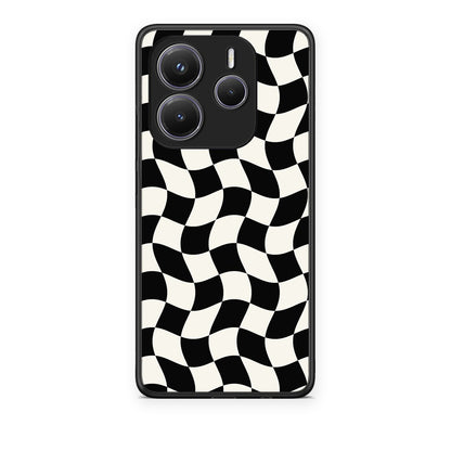 Θήκη Xiaomi Redmi Note 14 5G Black and Cream Wavy Checkerboard από τη Smartfits με σχέδιο στο πίσω μέρος και μαύρο περίβλημα | Xiaomi Redmi Note 14 5G Black and Cream Wavy Checkerboard case with colorful back and black bezels
