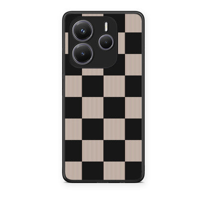 Θήκη Xiaomi Redmi Note 14 5G Black and Taupe Striped Checks από τη Smartfits με σχέδιο στο πίσω μέρος και μαύρο περίβλημα | Xiaomi Redmi Note 14 5G Black and Taupe Striped Checks case with colorful back and black bezels