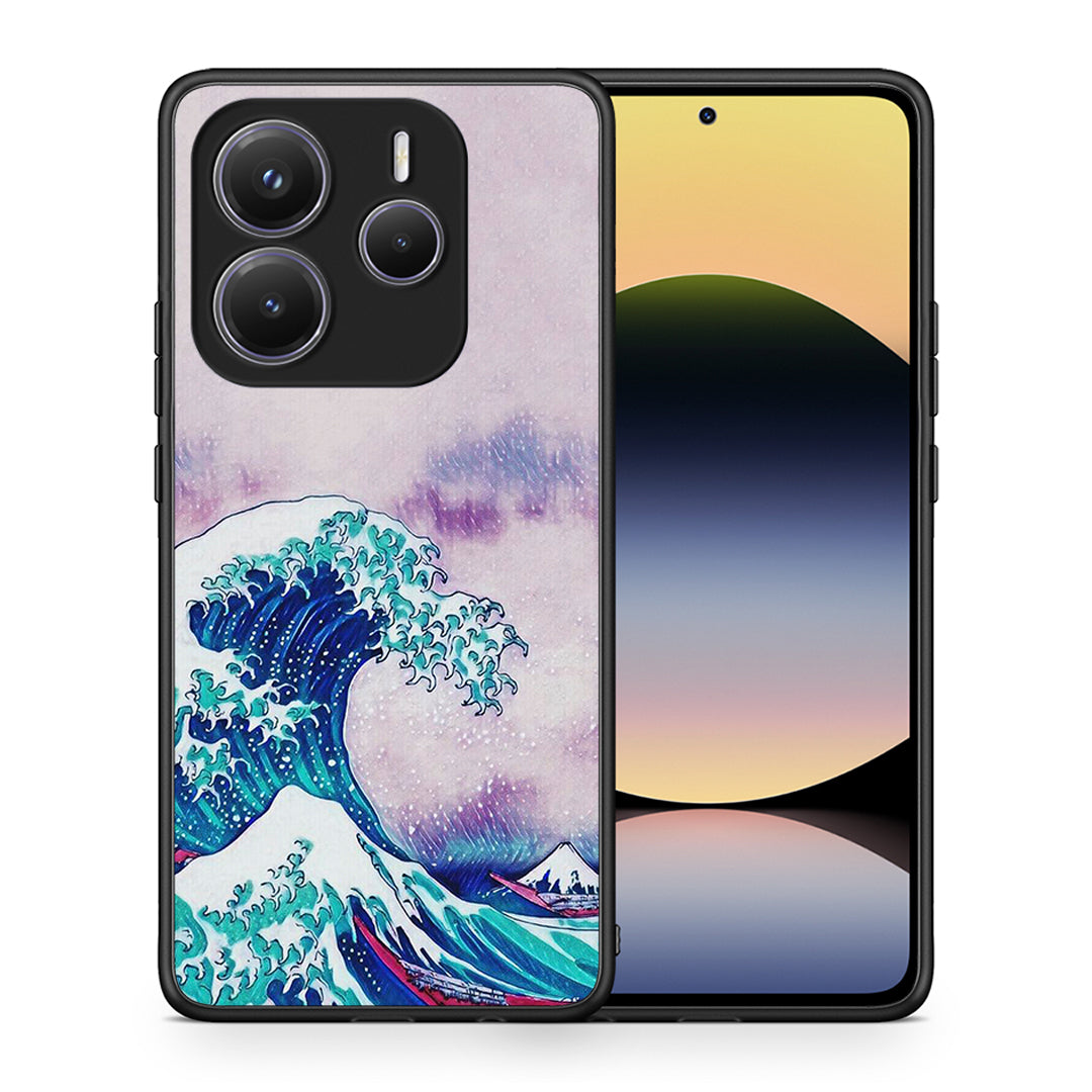 Θήκη Xiaomi Redmi Note 14 5G Blue Waves από τη Smartfits με σχέδιο στο πίσω μέρος και μαύρο περίβλημα | Xiaomi Redmi Note 14 5G Blue Waves case with colorful back and black bezels