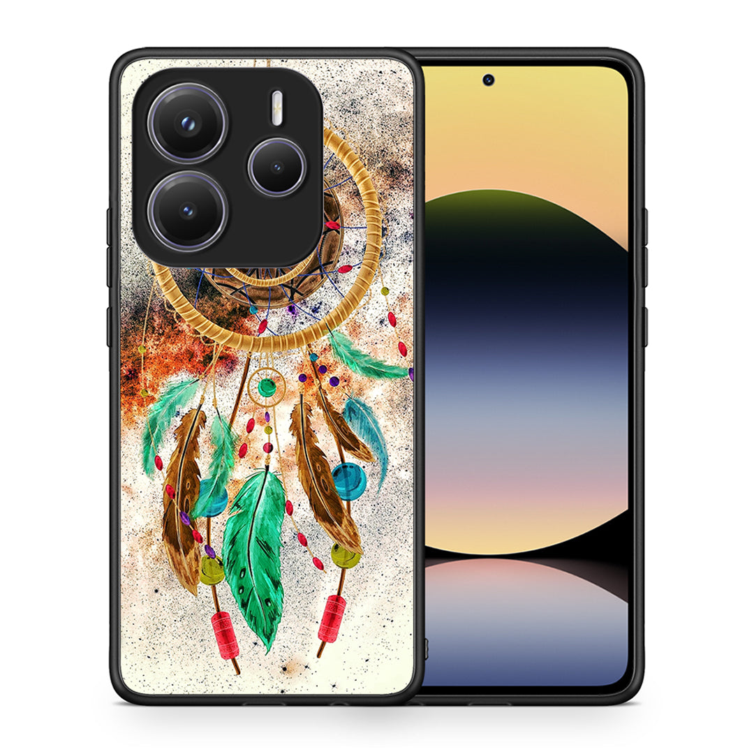 Θήκη Xiaomi Redmi Note 14 5G DreamCatcher Boho από τη Smartfits με σχέδιο στο πίσω μέρος και μαύρο περίβλημα | Xiaomi Redmi Note 14 5G DreamCatcher Boho case with colorful back and black bezels