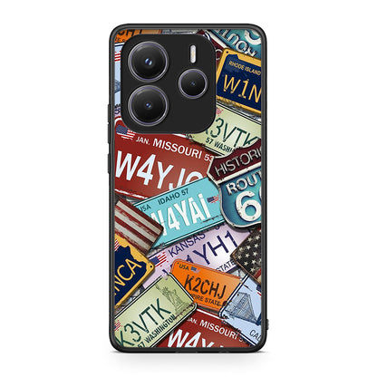 Xiaomi Redmi Note 14 5G Car Plates θήκη από τη Smartfits με σχέδιο στο πίσω μέρος και μαύρο περίβλημα | Smartphone case with colorful back and black bezels by Smartfits