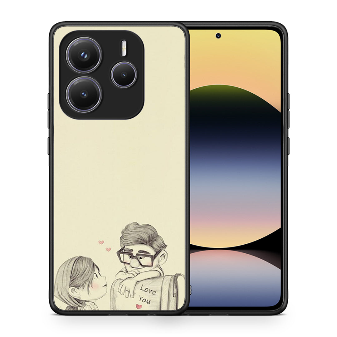 Θήκη Xiaomi Redmi Note 14 5G Carl And Ellie από τη Smartfits με σχέδιο στο πίσω μέρος και μαύρο περίβλημα | Xiaomi Redmi Note 14 5G Carl And Ellie case with colorful back and black bezels