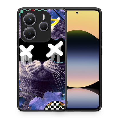 Θήκη Xiaomi Redmi Note 14 5G Cat Collage από τη Smartfits με σχέδιο στο πίσω μέρος και μαύρο περίβλημα | Xiaomi Redmi Note 14 5G Cat Collage case with colorful back and black bezels