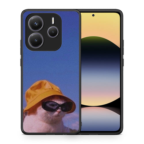 Θήκη Xiaomi Redmi Note 14 5G Cat Diva από τη Smartfits με σχέδιο στο πίσω μέρος και μαύρο περίβλημα | Xiaomi Redmi Note 14 5G Cat Diva case with colorful back and black bezels