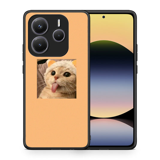 Θήκη Xiaomi Redmi Note 14 5G Cat Tongue από τη Smartfits με σχέδιο στο πίσω μέρος και μαύρο περίβλημα | Xiaomi Redmi Note 14 5G Cat Tongue case with colorful back and black bezels