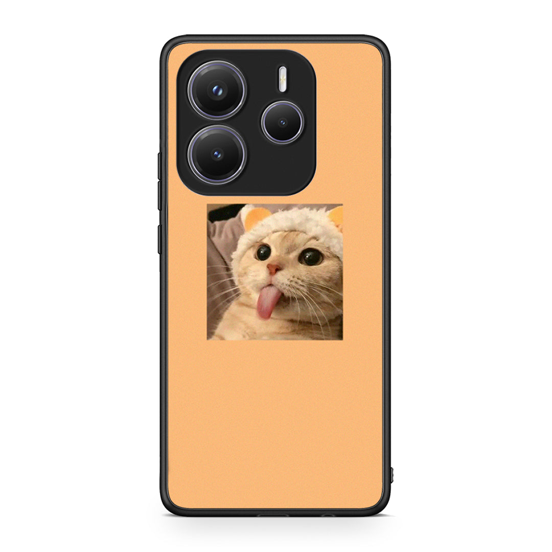 Xiaomi Redmi Note 14 5G Cat Tongue θήκη από τη Smartfits με σχέδιο στο πίσω μέρος και μαύρο περίβλημα | Smartphone case with colorful back and black bezels by Smartfits