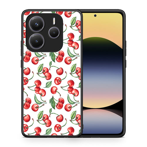 Θήκη Xiaomi Redmi Note 14 5G Cherry Summer από τη Smartfits με σχέδιο στο πίσω μέρος και μαύρο περίβλημα | Xiaomi Redmi Note 14 5G Cherry Summer case with colorful back and black bezels