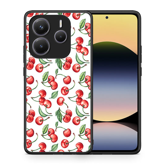 Θήκη Xiaomi Redmi Note 14 5G Cherry Summer από τη Smartfits με σχέδιο στο πίσω μέρος και μαύρο περίβλημα | Xiaomi Redmi Note 14 5G Cherry Summer case with colorful back and black bezels