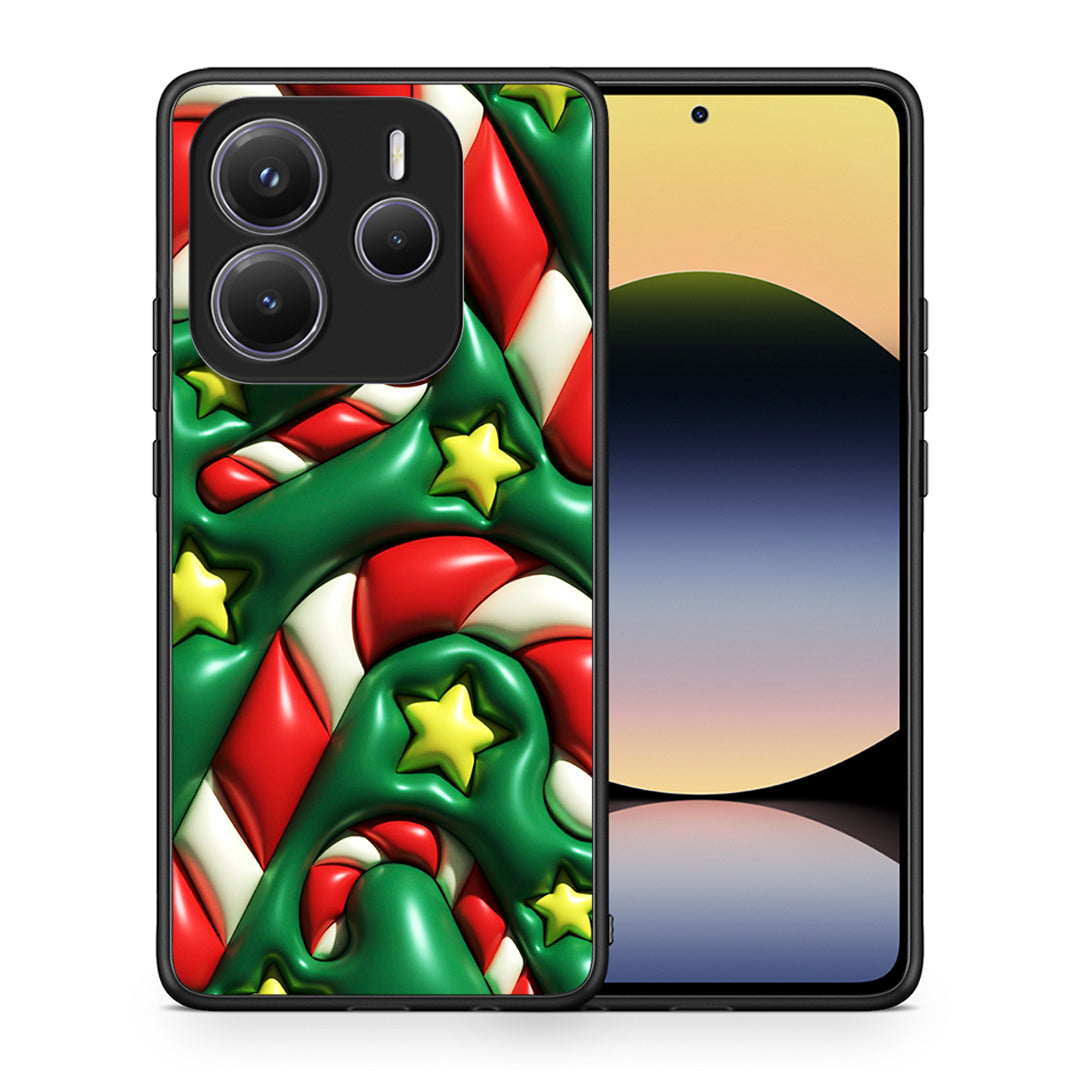 Θήκη Xiaomi Redmi Note 14 5G Christmas Bubbles από τη Smartfits με σχέδιο στο πίσω μέρος και μαύρο περίβλημα | Xiaomi Redmi Note 14 5G Christmas Bubbles case with colorful back and black bezels