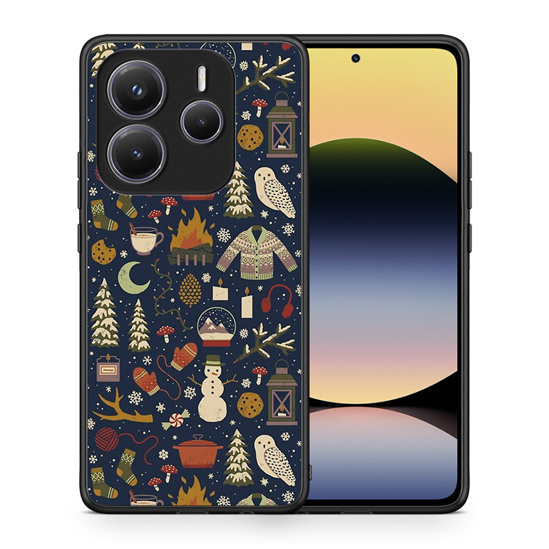 Θήκη Xiaomi Redmi Note 14 5G Christmas Elements από τη Smartfits με σχέδιο στο πίσω μέρος και μαύρο περίβλημα | Xiaomi Redmi Note 14 5G Christmas Elements case with colorful back and black bezels