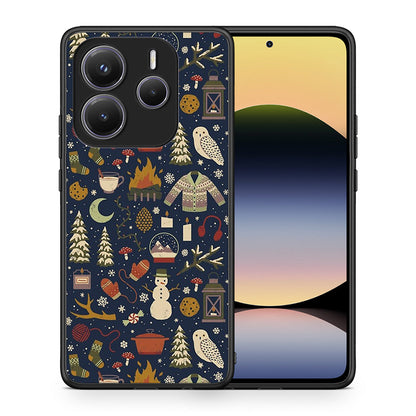 Θήκη Xiaomi Redmi Note 14 5G Christmas Elements από τη Smartfits με σχέδιο στο πίσω μέρος και μαύρο περίβλημα | Xiaomi Redmi Note 14 5G Christmas Elements case with colorful back and black bezels