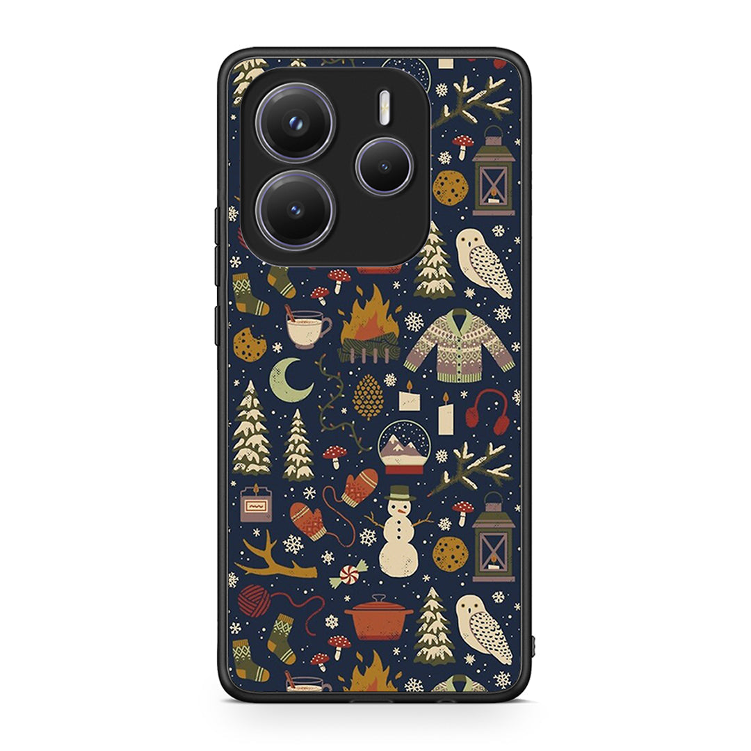 Xiaomi Redmi Note 14 5G Christmas Elements θήκη από τη Smartfits με σχέδιο στο πίσω μέρος και μαύρο περίβλημα | Smartphone case with colorful back and black bezels by Smartfits