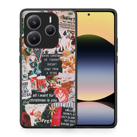 Θήκη Xiaomi Redmi Note 14 5G Christmas Happiness από τη Smartfits με σχέδιο στο πίσω μέρος και μαύρο περίβλημα | Xiaomi Redmi Note 14 5G Christmas Happiness case with colorful back and black bezels