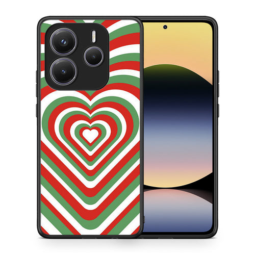 Θήκη Xiaomi Redmi Note 14 5G Christmas Hearts από τη Smartfits με σχέδιο στο πίσω μέρος και μαύρο περίβλημα | Xiaomi Redmi Note 14 5G Christmas Hearts case with colorful back and black bezels
