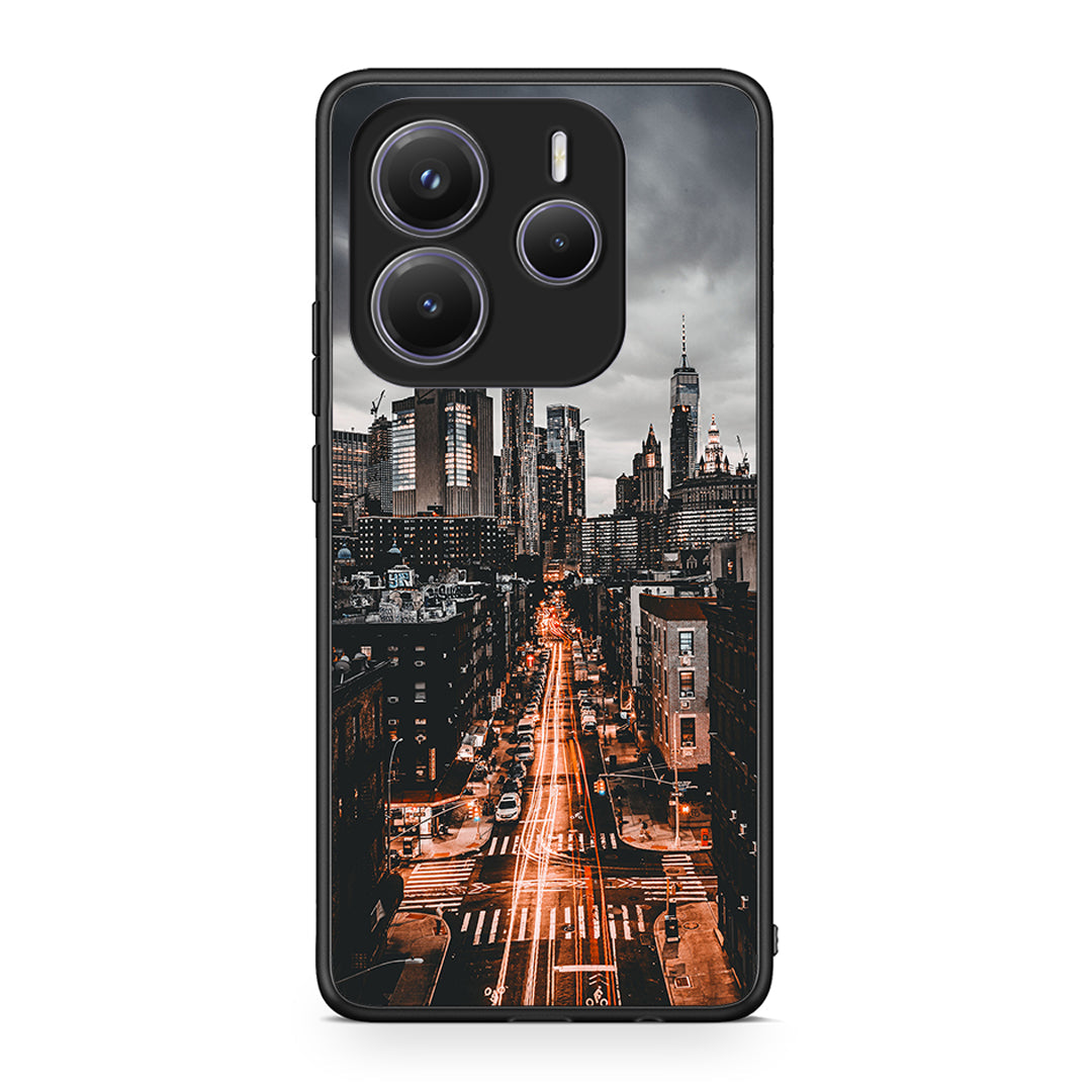 Xiaomi Redmi Note 14 5G City Lights θήκη από τη Smartfits με σχέδιο στο πίσω μέρος και μαύρο περίβλημα | Smartphone case with colorful back and black bezels by Smartfits