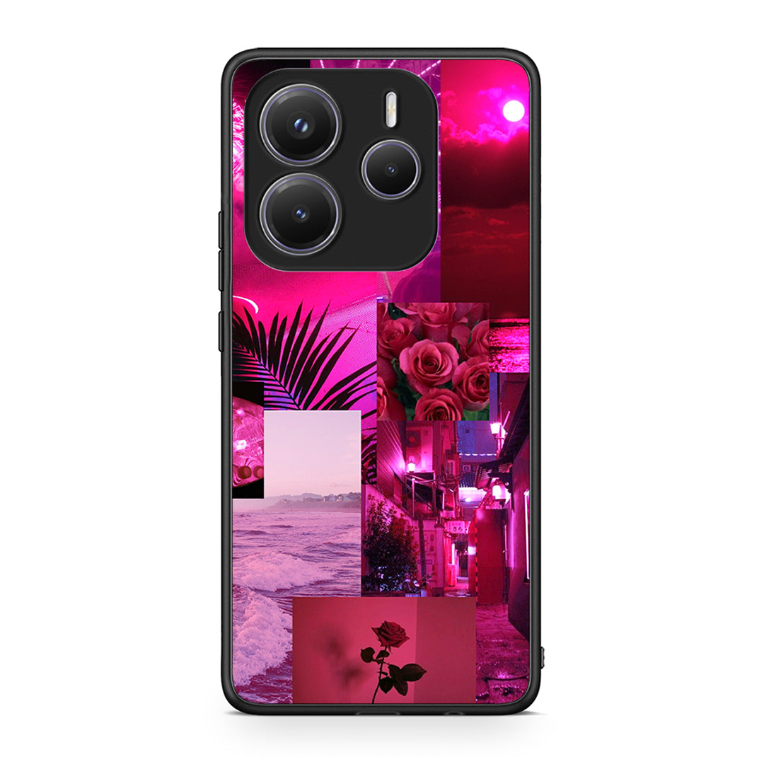 Xiaomi Redmi Note 14 5G Collage Red Roses Θήκη Αγίου Βαλεντίνου από τη Smartfits με σχέδιο στο πίσω μέρος και μαύρο περίβλημα | Smartphone case with colorful back and black bezels by Smartfits
