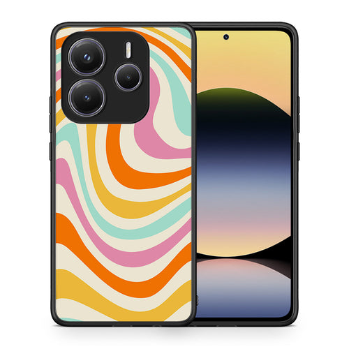 Θήκη Xiaomi Redmi Note 14 5G Colourful Waves από τη Smartfits με σχέδιο στο πίσω μέρος και μαύρο περίβλημα | Xiaomi Redmi Note 14 5G Colourful Waves case with colorful back and black bezels