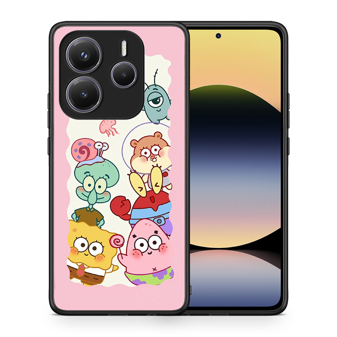 Θήκη Xiaomi Redmi Note 14 5G Cute Companion από τη Smartfits με σχέδιο στο πίσω μέρος και μαύρο περίβλημα | Xiaomi Redmi Note 14 5G Cute Companion case with colorful back and black bezels