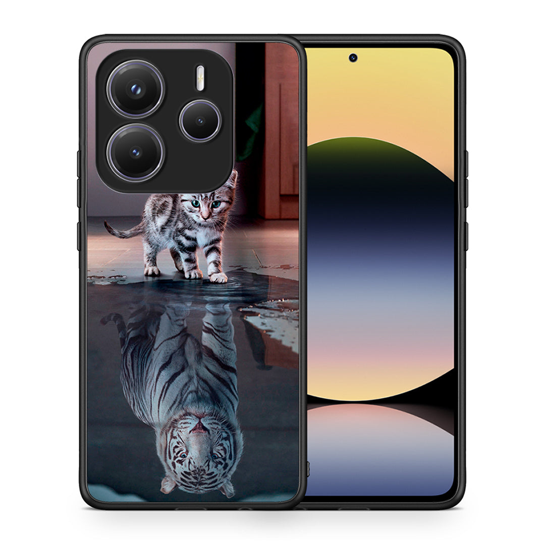 Θήκη Xiaomi Redmi Note 14 5G Tiger Cute από τη Smartfits με σχέδιο στο πίσω μέρος και μαύρο περίβλημα | Xiaomi Redmi Note 14 5G Tiger Cute case with colorful back and black bezels