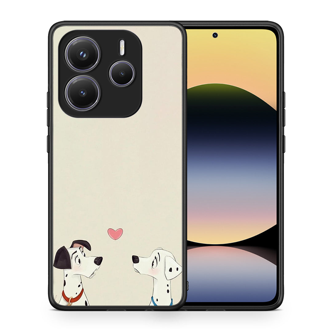 Θήκη Xiaomi Redmi Note 14 5G Dalmatians Love από τη Smartfits με σχέδιο στο πίσω μέρος και μαύρο περίβλημα | Xiaomi Redmi Note 14 5G Dalmatians Love case with colorful back and black bezels