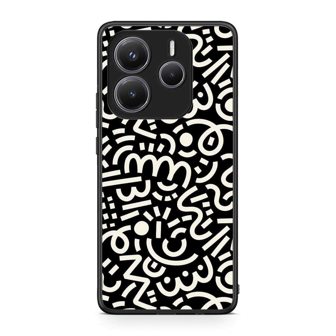 Xiaomi Redmi Note 14 5G Doodle Art Θήκη από τη Smartfits με σχέδιο στο πίσω μέρος και μαύρο περίβλημα | Smartphone case with colorful back and black bezels by Smartfits