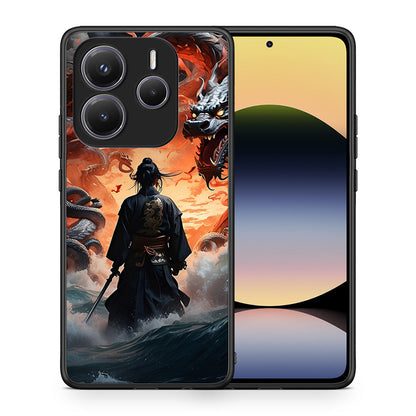 Θήκη Xiaomi Redmi Note 14 5G Dragons Fight από τη Smartfits με σχέδιο στο πίσω μέρος και μαύρο περίβλημα | Xiaomi Redmi Note 14 5G Dragons Fight case with colorful back and black bezels
