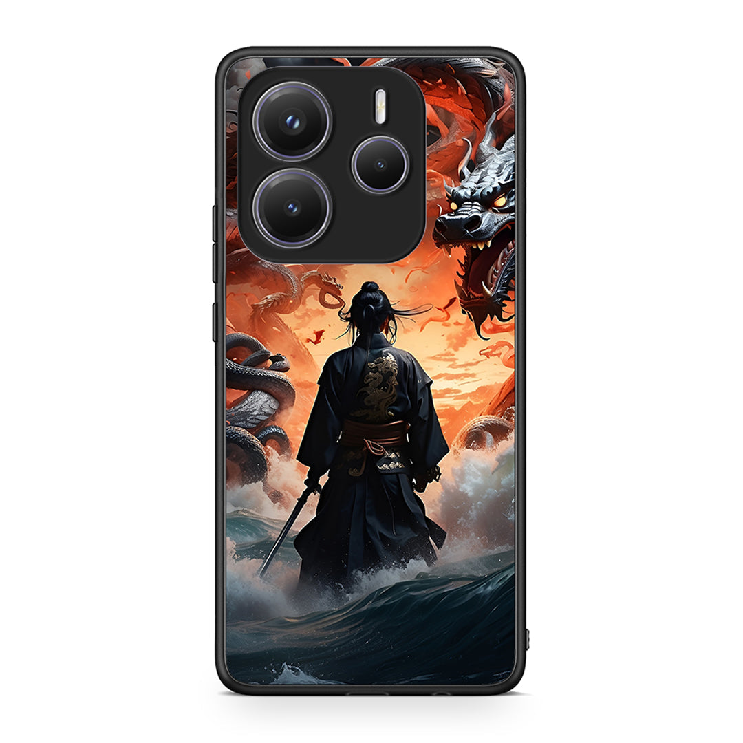 Xiaomi Redmi Note 14 5G Dragons Fight θήκη από τη Smartfits με σχέδιο στο πίσω μέρος και μαύρο περίβλημα | Smartphone case with colorful back and black bezels by Smartfits