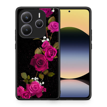 Θήκη Xiaomi Redmi Note 14 5G Red Roses Flower από τη Smartfits με σχέδιο στο πίσω μέρος και μαύρο περίβλημα | Xiaomi Redmi Note 14 5G Red Roses Flower case with colorful back and black bezels
