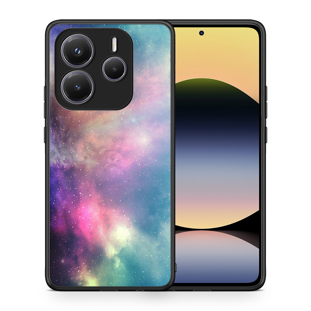 Θήκη Xiaomi Redmi Note 14 5G Rainbow Galaxy από τη Smartfits με σχέδιο στο πίσω μέρος και μαύρο περίβλημα | Xiaomi Redmi Note 14 5G Rainbow Galaxy case with colorful back and black bezels