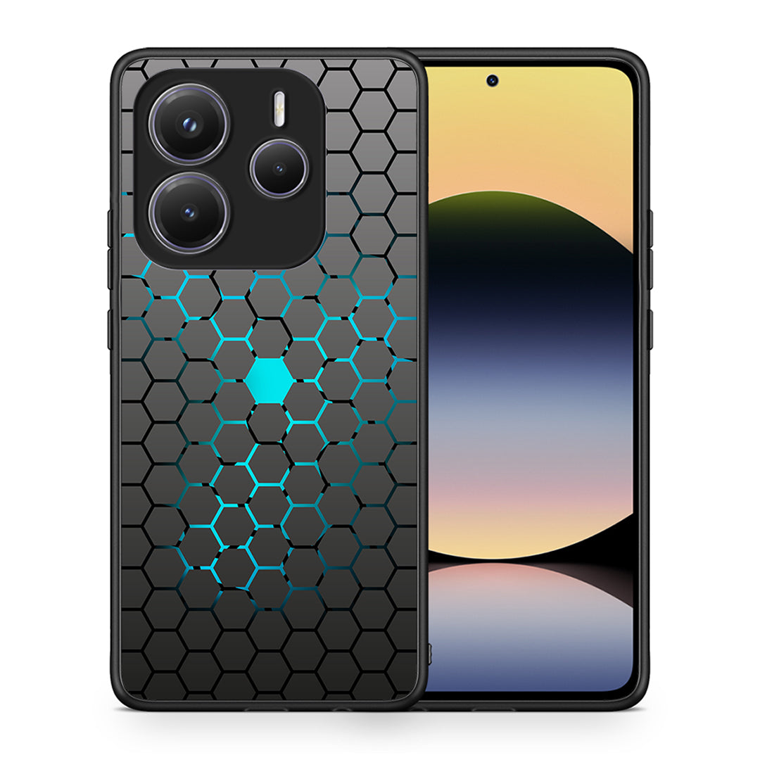 Θήκη Xiaomi Redmi Note 14 5G Hexagonal Geometric από τη Smartfits με σχέδιο στο πίσω μέρος και μαύρο περίβλημα | Xiaomi Redmi Note 14 5G Hexagonal Geometric case with colorful back and black bezels