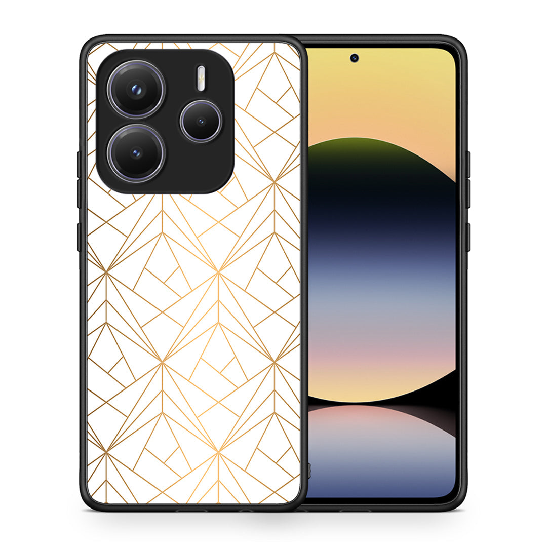 Θήκη Xiaomi Redmi Note 14 5G Luxury White Geometric από τη Smartfits με σχέδιο στο πίσω μέρος και μαύρο περίβλημα | Xiaomi Redmi Note 14 5G Luxury White Geometric case with colorful back and black bezels